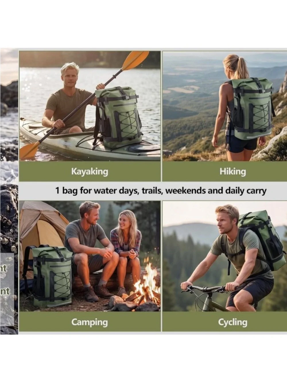 40L Waterproof Hiking Backpack - Heavy Duty Dry Bag with Roll-Top & Reflective